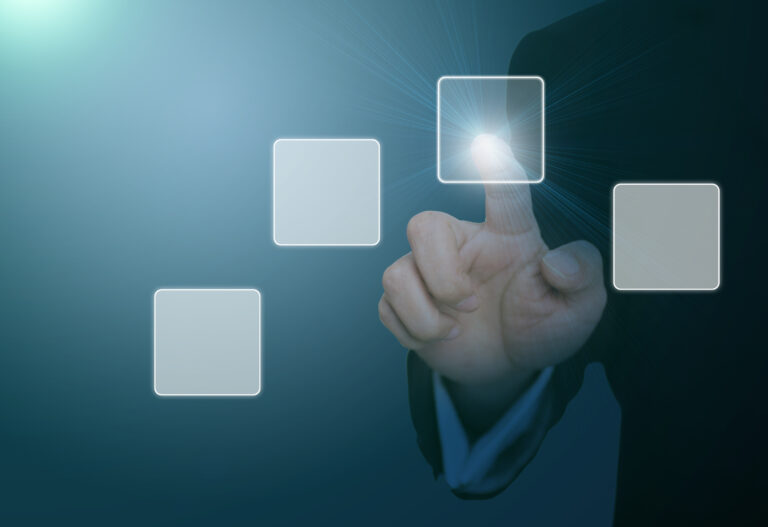 hand using touch screen